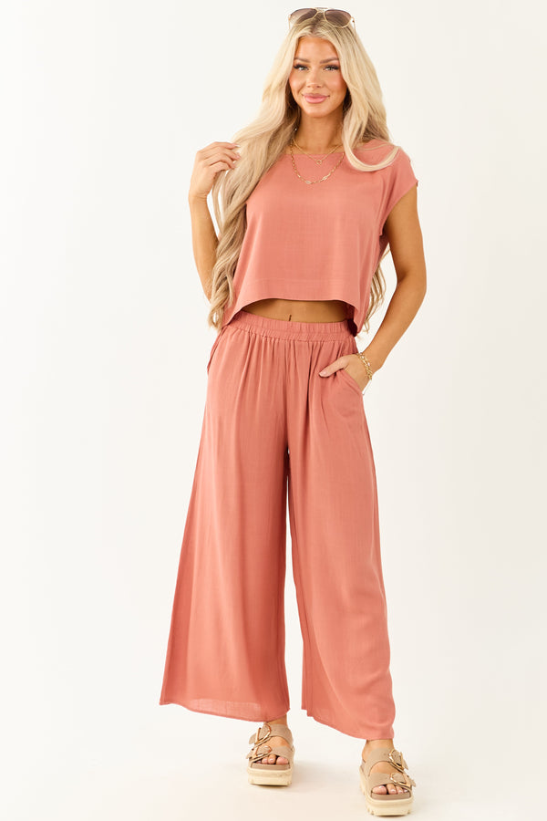Women's Ginger Flowy Cap Sleeve Top & Pants Set - Stylish & Comfortable Outfit for Any Occasion