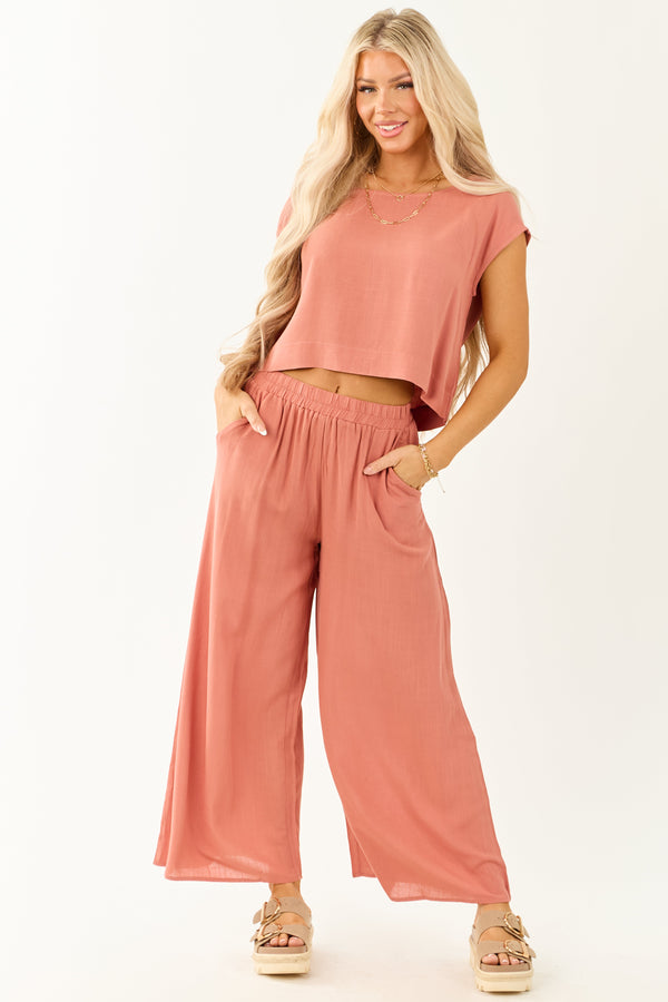 Women's Ginger Flowy Cap Sleeve Top & Pants Set - Stylish & Comfortable Outfit for Any Occasion