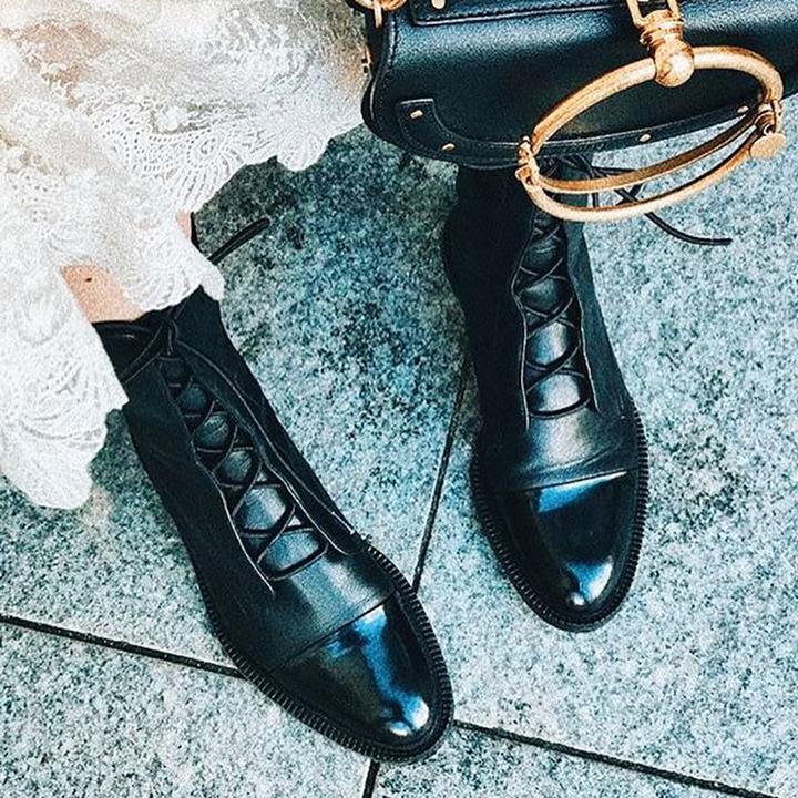 Elegant Women's Lace-Up Mid-Calf Boots with Low Heel - Stylish & Comfortable Footwear