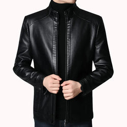 Men's Slim Fit Leather Blazer Jacket - Fashionable Casual Outerwear for Streetwear - Stylish Men's Leather Suit Coat