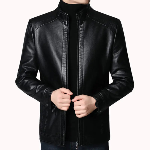 Men's Slim Fit Leather Blazer Jacket - Fashionable Casual Outerwear for Streetwear - Stylish Men's Leather Suit Coat