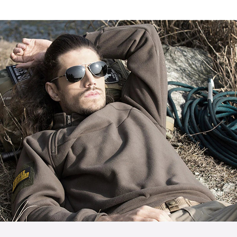 Men's Tactical Windproof Fleece Jumper - High Neck Half-Zip Design for Ultimate Comfort and Warmth