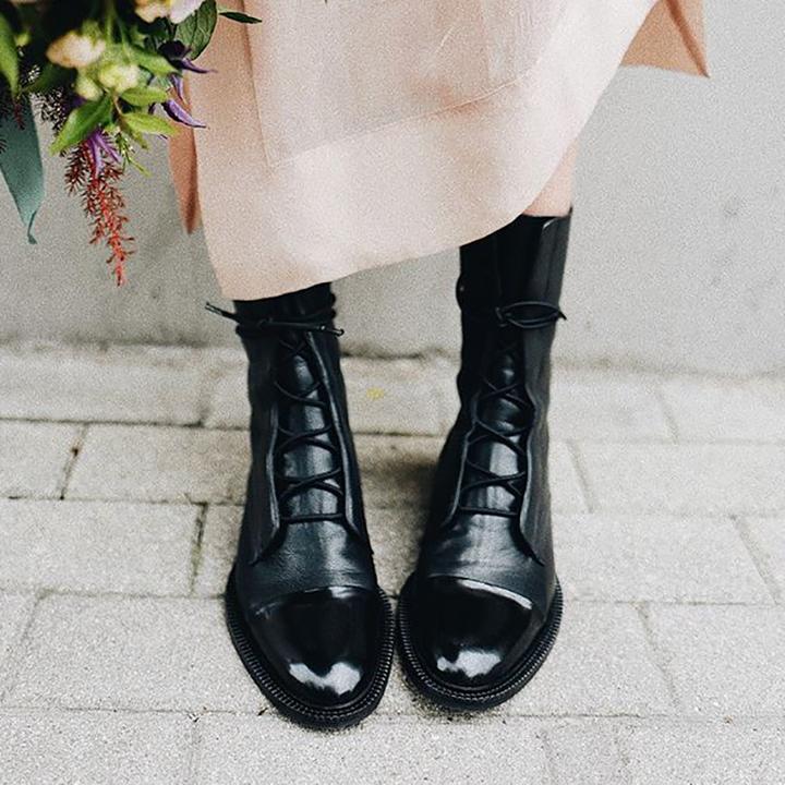 Elegant Women's Lace-Up Mid-Calf Boots with Low Heel - Stylish & Comfortable Footwear