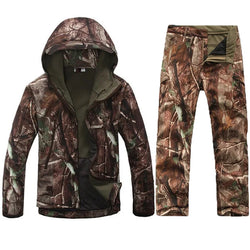 Men's TAD Gear Tactical Softshell Camouflage Jacket & Pants Set - Waterproof Windbreaker for Mountain Hunting & Outdoor Activities