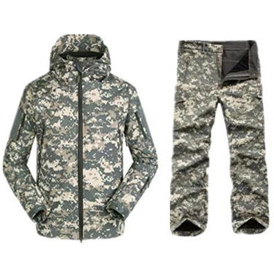 Men's TAD Gear Tactical Softshell Camouflage Jacket & Pants Set - Waterproof Windbreaker for Mountain Hunting & Outdoor Activities