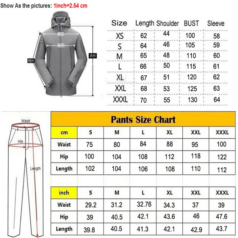 Men's TAD Gear Tactical Softshell Camouflage Jacket & Pants Set - Waterproof Windbreaker for Mountain Hunting & Outdoor Activities