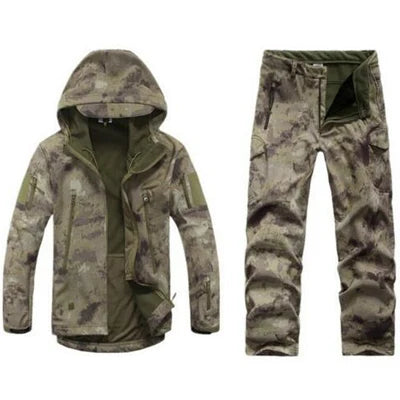 Men's TAD Gear Tactical Softshell Camouflage Jacket & Pants Set - Waterproof Windbreaker for Mountain Hunting & Outdoor Activities