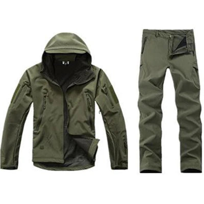 Men's TAD Gear Tactical Softshell Camouflage Jacket & Pants Set - Waterproof Windbreaker for Mountain Hunting & Outdoor Activities