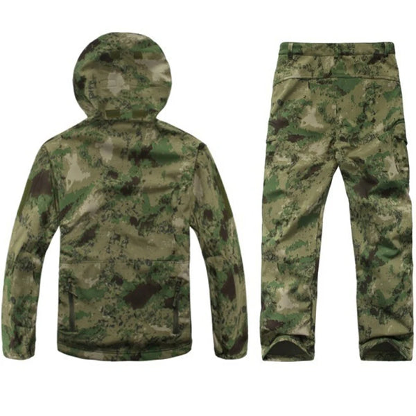 Men's TAD Gear Tactical Softshell Camouflage Jacket & Pants Set - Waterproof Windbreaker for Mountain Hunting & Outdoor Activities