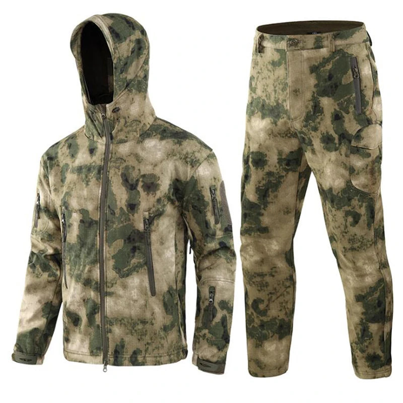 Men's TAD Gear Tactical Softshell Camouflage Jacket & Pants Set - Waterproof Windbreaker for Mountain Hunting & Outdoor Activities