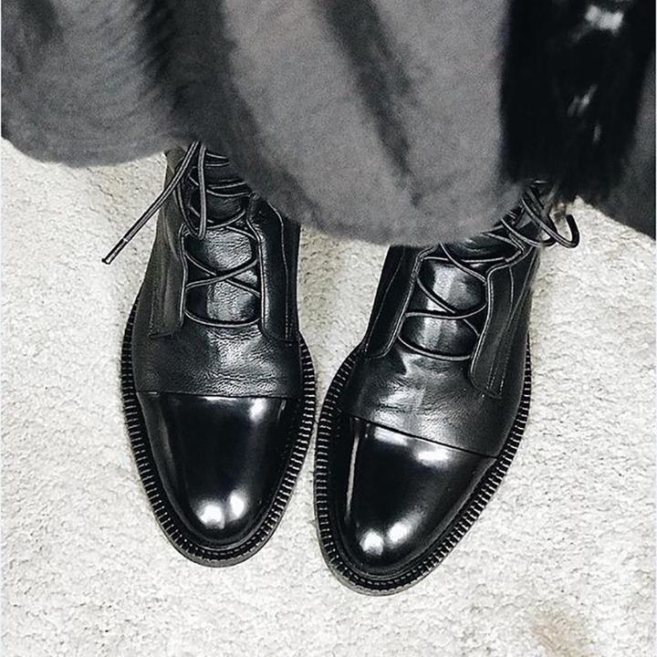 Elegant Women's Lace-Up Mid-Calf Boots with Low Heel - Stylish & Comfortable Footwear