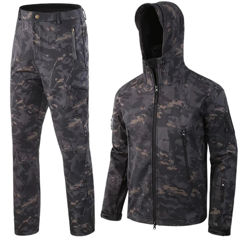 Men's TAD Gear Tactical Softshell Camouflage Jacket & Pants Set - Waterproof Windbreaker for Mountain Hunting & Outdoor Activities