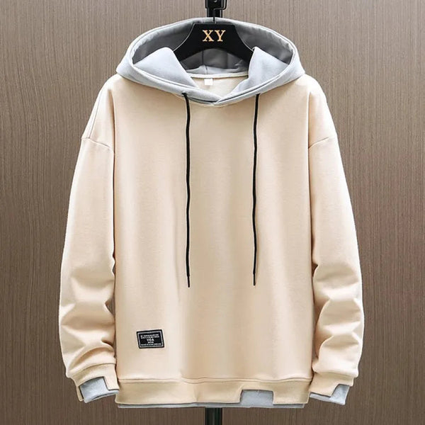 Men's Casual Colorblock Hoodie - Relaxed Fit, Adjustable Drawstring Hood, Stylish Everyday Wear