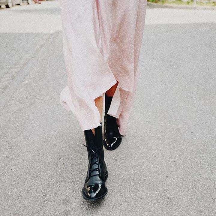 Elegant Women's Lace-Up Mid-Calf Boots with Low Heel - Stylish & Comfortable Footwear