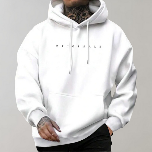 Men's Casual Embroidered Pullover Hoodie with Kangaroo Pocket - Stylish & Comfortable Sweatshirt