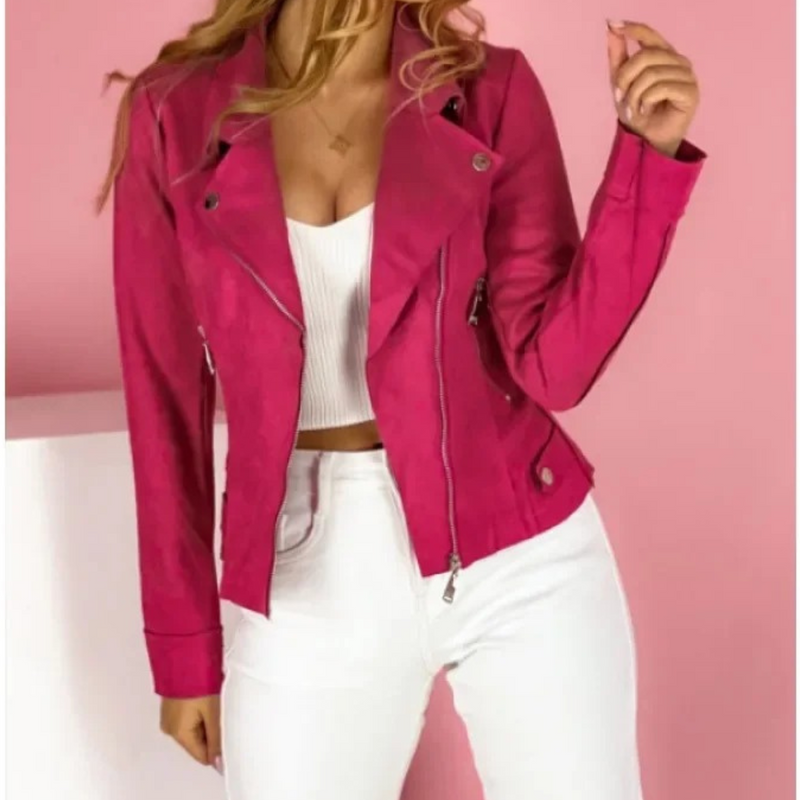 Women's Lightweight Suede Biker Jacket | Trendy & Stylish Outerwear for Effortless Chic