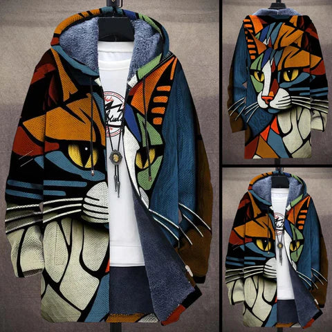 Women's Casual Cat Pattern Jacket - Trendy Lightweight Outerwear for Everyday Wear