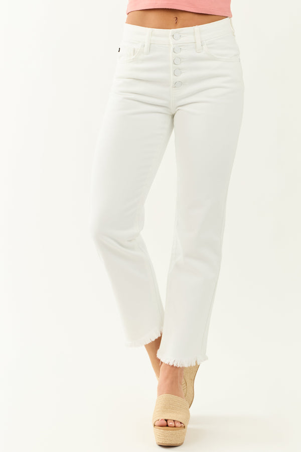 KanCan Women's White High Rise Straight Leg Cropped Jeans - Stylish & Comfortable Denim