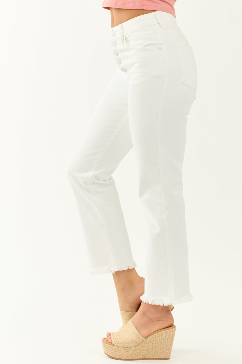 KanCan Women's White High Rise Straight Leg Cropped Jeans - Stylish & Comfortable Denim