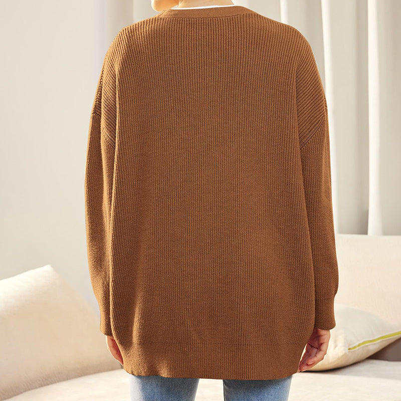 Cozy Women's Oversized Button Cardigan - Ribbed Knit Texture for Ultimate Comfort