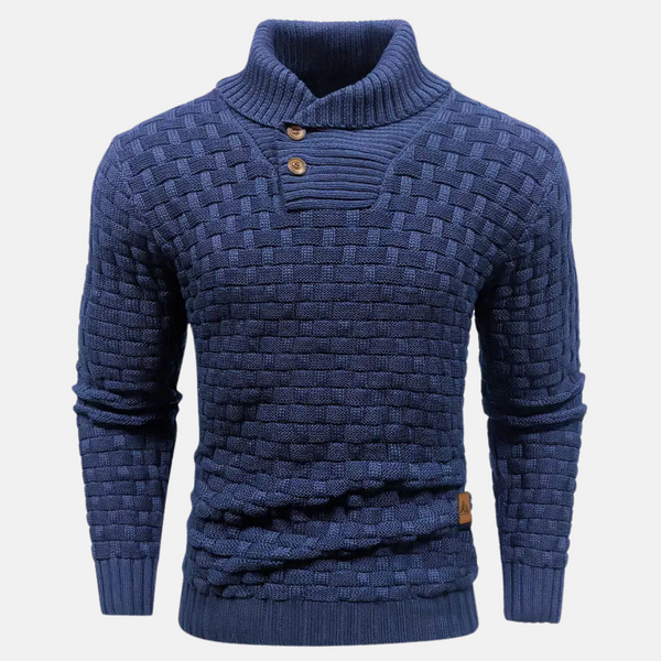 Men's Shawl Collar Textured Knit Jumper with Stylish Button Detail - Cozy & Versatile Sweater