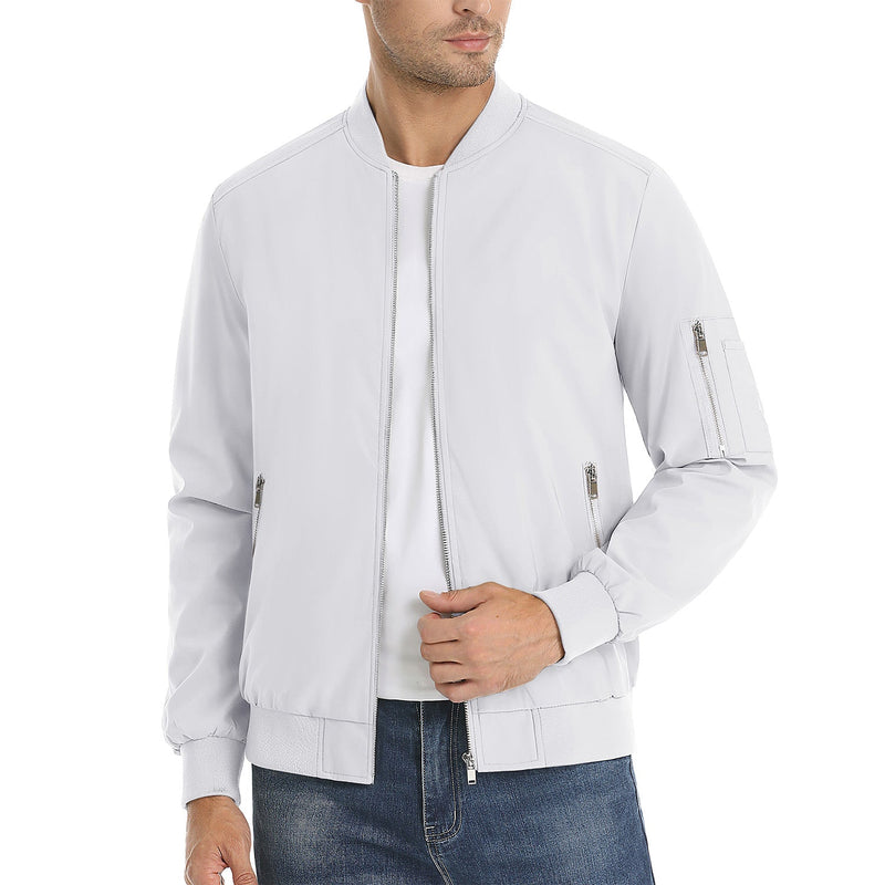 Men's Lightweight Zip-Up Bomber Jacket - Stylish Casual Windbreaker for All Seasons