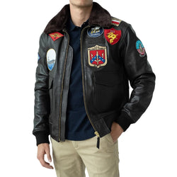 Maverick's Top Gun Navy G-1 Flight Jacket - Authentic Military Style Bomber Jacket for Men