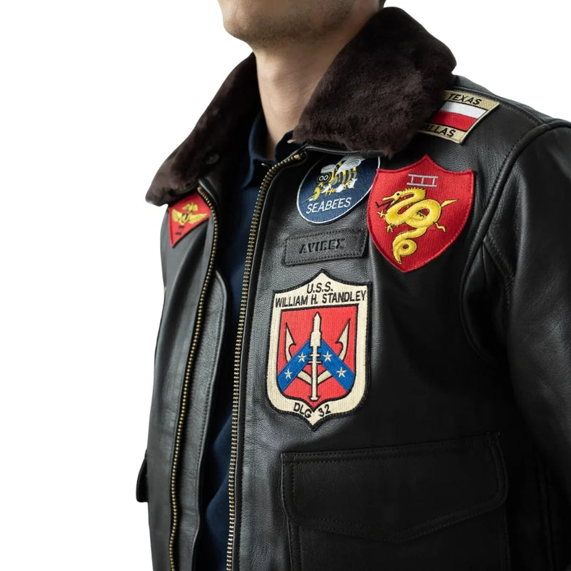 Maverick's Top Gun Navy G-1 Flight Jacket - Authentic Military Style Bomber Jacket for Men