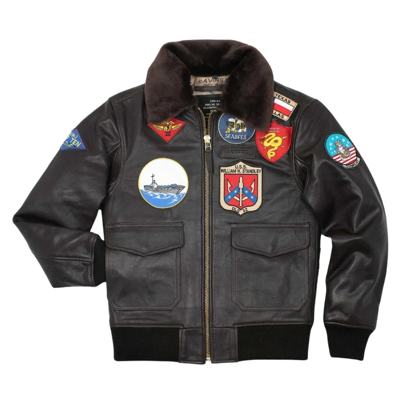 Maverick's Top Gun Navy G-1 Flight Jacket - Authentic Military Style Bomber Jacket for Men