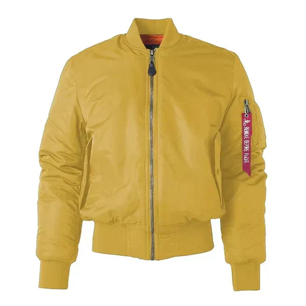 Women's Windproof Bomber Jacket with Zip Pocket & Ribbed Cuffs - Stylish & Functional Outerwear