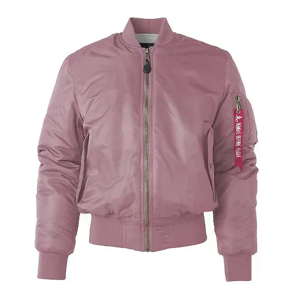 Women's Windproof Bomber Jacket with Zip Pocket & Ribbed Cuffs - Stylish & Functional Outerwear