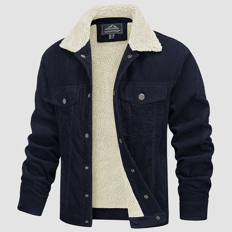 Men's Sherpa-Lined Corduroy Jacket - Warm Winter Coat for Ultimate Comfort