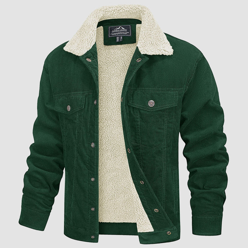 Men's Sherpa-Lined Corduroy Jacket - Warm Winter Coat for Ultimate Comfort