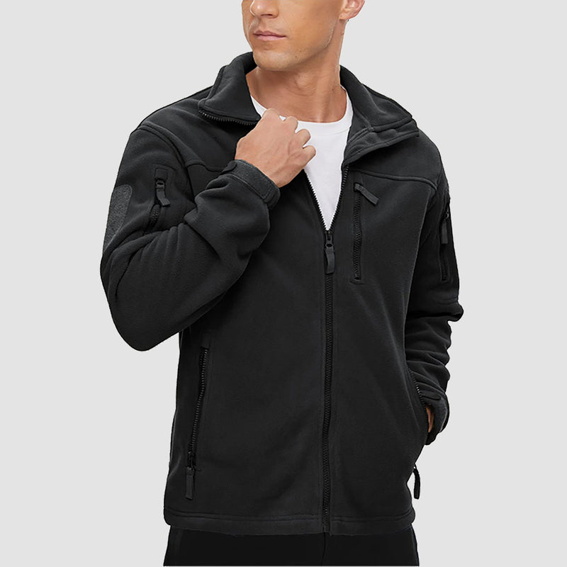 Men's Tactical Fleece Jacket - Stand Collar Military Field Coat for Outdoor Activities