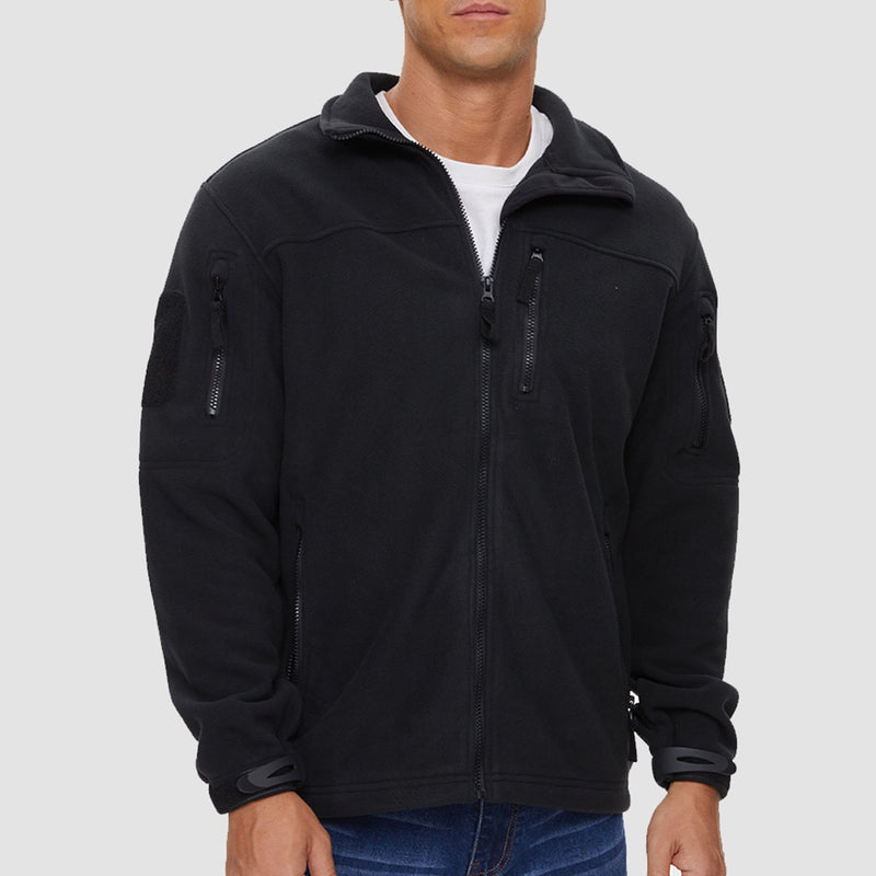 Men's Tactical Fleece Jacket - Stand Collar Military Field Coat for Outdoor Activities