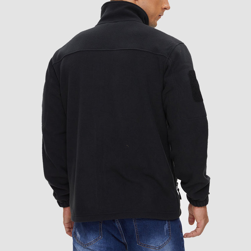Men's Tactical Fleece Jacket - Stand Collar Military Field Coat for Outdoor Activities