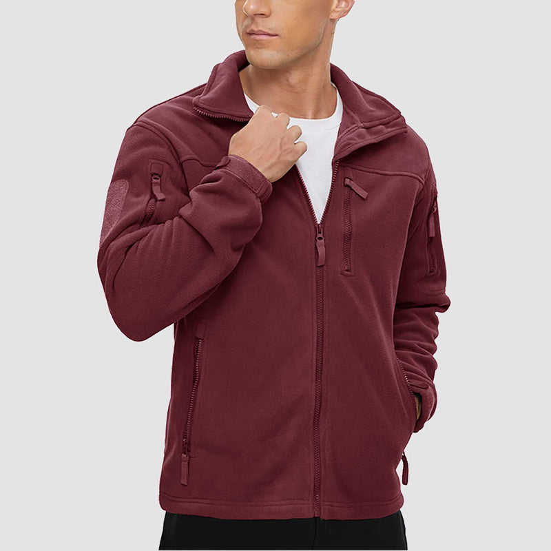 Men's Tactical Fleece Jacket - Stand Collar Military Field Coat for Outdoor Activities