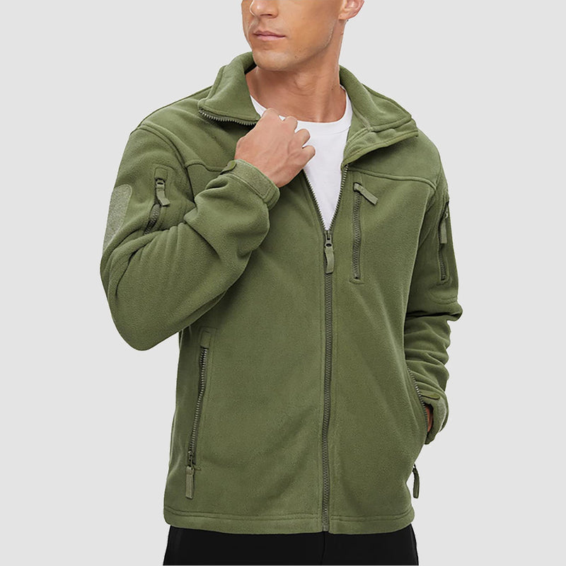 Men's Tactical Fleece Jacket - Stand Collar Military Field Coat for Outdoor Activities