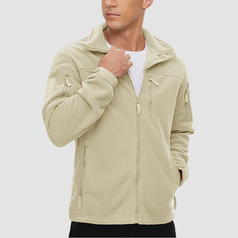 Men's Tactical Fleece Jacket - Stand Collar Military Field Coat for Outdoor Activities