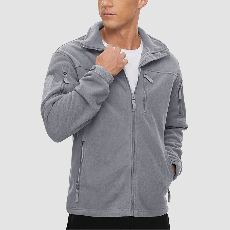 Men's Tactical Fleece Jacket - Stand Collar Military Field Coat for Outdoor Activities