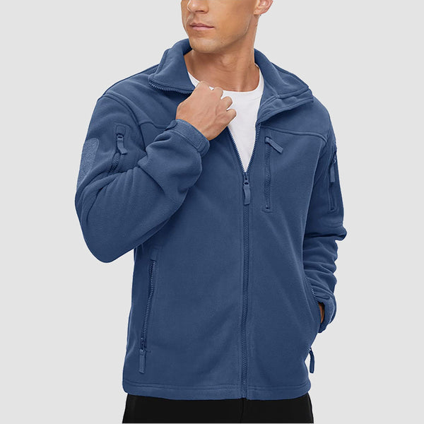 Men's Tactical Fleece Jacket - Stand Collar Military Field Coat for Outdoor Activities
