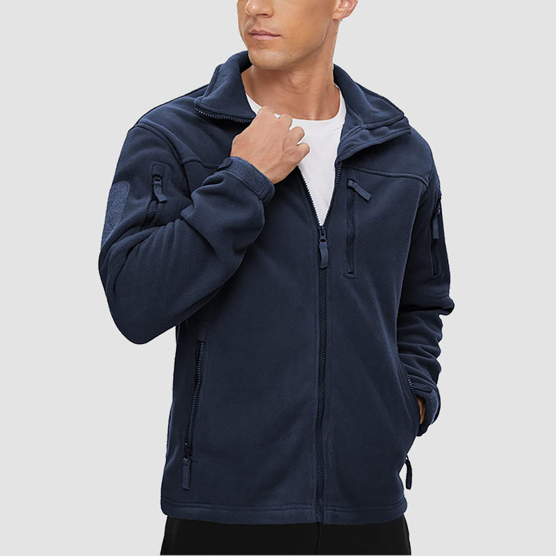Men's Tactical Fleece Jacket - Stand Collar Military Field Coat for Outdoor Activities