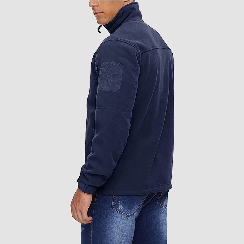 Men's Tactical Fleece Jacket - Stand Collar Military Field Coat for Outdoor Activities