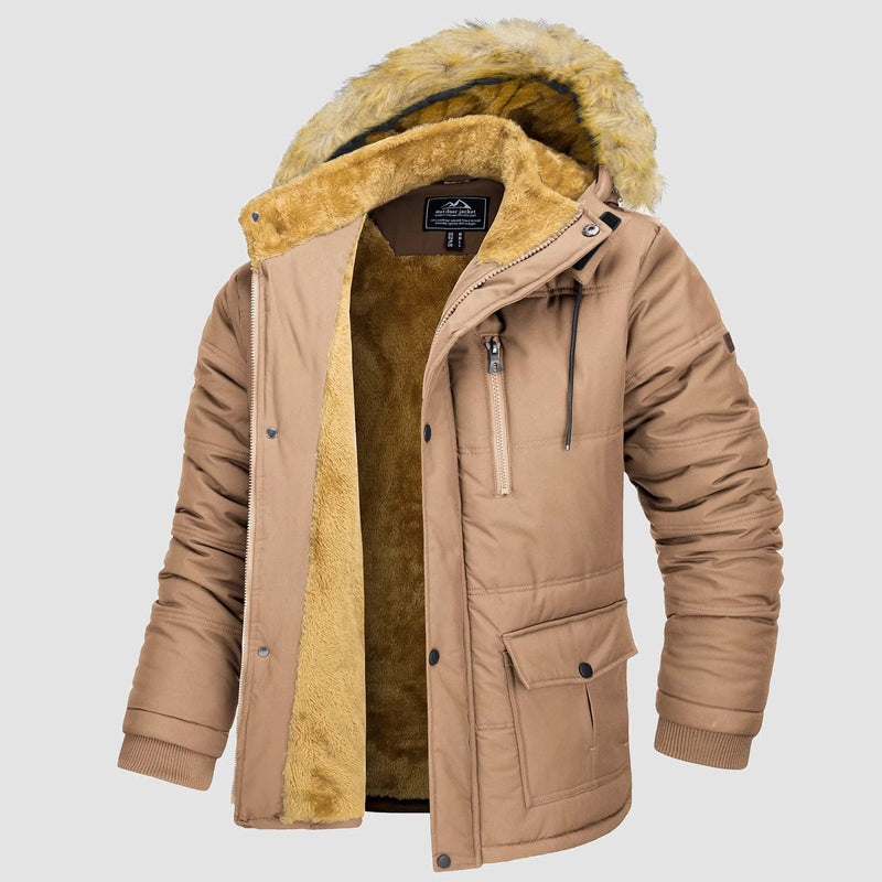 Men's Hooded Fleece-Lined Parka Jacket - Warm Puffer Coat for Ultimate Comfort and Style