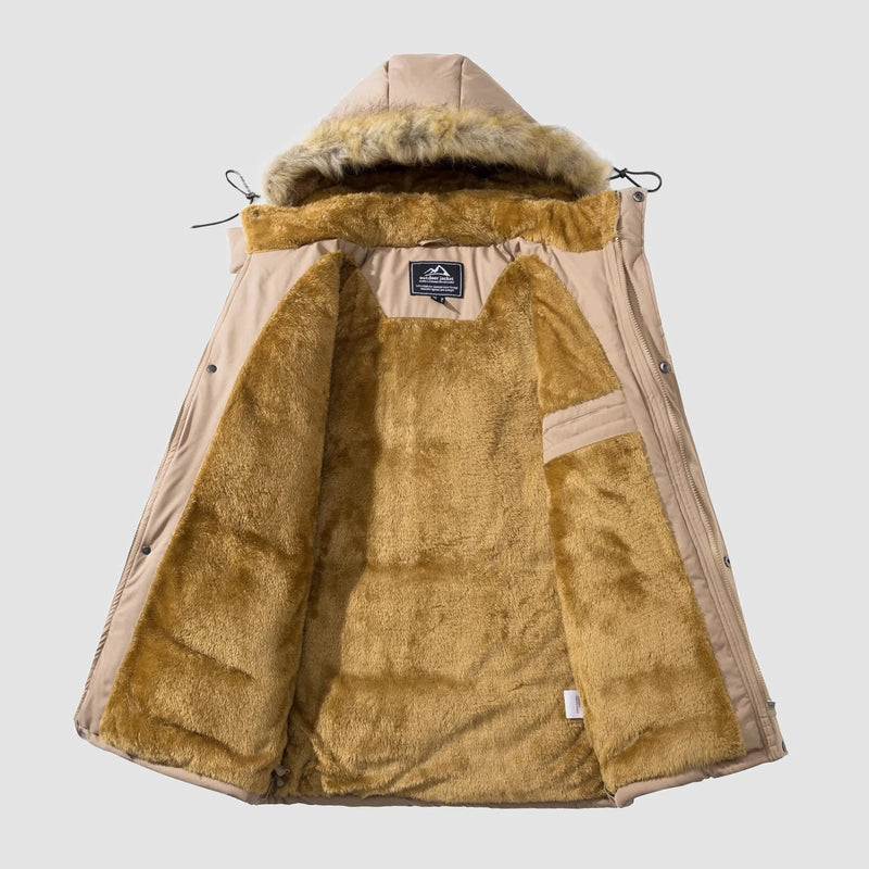 Men's Hooded Fleece-Lined Parka Jacket - Warm Puffer Coat for Ultimate Comfort and Style
