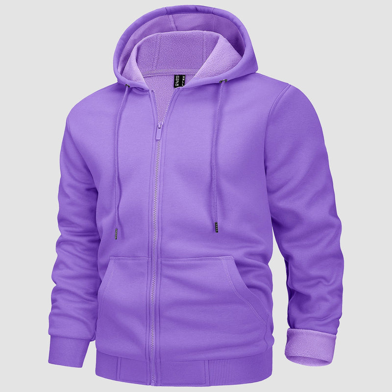 Men's Fleece Bomber Jacket - Zip-Up Hoodie Sweatshirt for Ultimate Comfort & Style