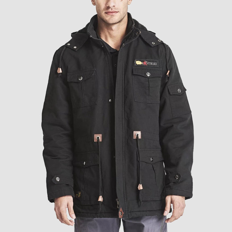 Men's Fleece-Lined Winter Military Parka Jacket - Warm, Waterproof & Stylish Outerwear for Cold Weather
