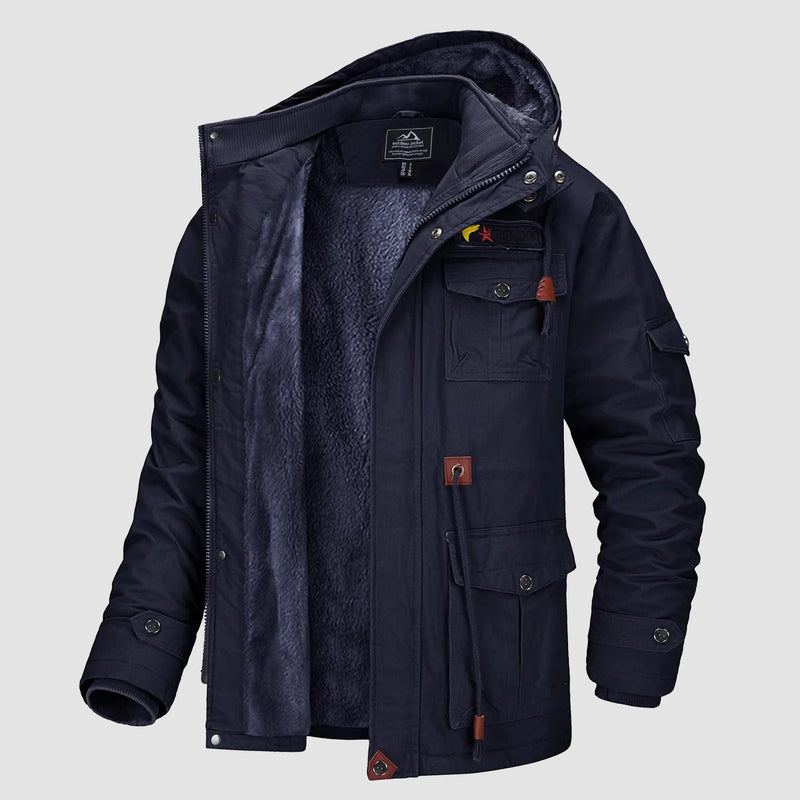Men's Fleece-Lined Winter Military Parka Jacket - Warm, Waterproof & Stylish Outerwear for Cold Weather