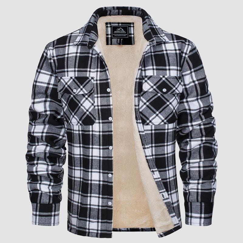 Men's Fleece-Lined Flannel Shirt Jacket - Warm Cotton Winter Coat for Ultimate Comfort