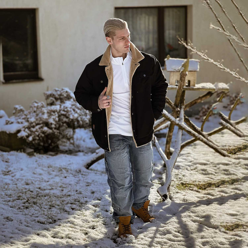 Men's Sherpa Lined Jacket with Multiple Pockets - Warm, Stylish & Functional Outerwear